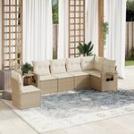 vidaXL Salon de jardin avec coussins 6 Pièces beige résine tressée