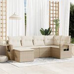 vidaXL Salon de jardin avec coussins 6 Pièces beige résine tressée