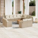 vidaXL Salon de jardin avec coussins 13 Pièces beige résine tressée