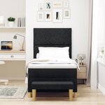 vidaXL Lit à sommier avec matelas et banc noir 90x190 cm en tissu