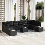 vidaXL Ensemble de canapé de jardin de 11 pièces avec coussins Beige Poly Rotin