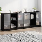 vidaXL Bibliothèque avec portes noir 204x37x75 cm bois d'ingénierie