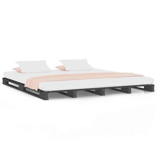 vidaXL Lit de palette gris 120x200 cm bois de pin massif