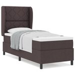 Lit à sommier tapissier avec matelas - Marron foncé  80x200 cm  Tissu