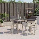vidaXL Chaises de jardin avec coussins lot de 4 gris clair poly rotin