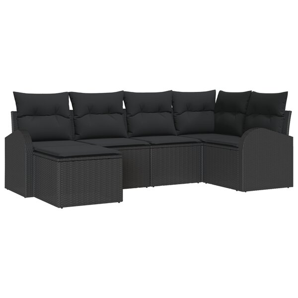 vidaXL Ensemble de Canapé de Jardin 6 pièces avec Coussins Noir Poly Rotin