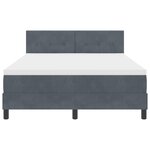 Lit à ressort vidaXL avec matelas et LED gris foncé 160x200 cm en velours