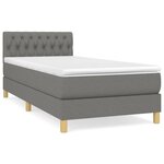 vidaXL Sommier à lattes de lit et matelas Gris foncé 90x190 cm Tissu