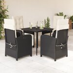 vidaXL Ensemble à manger de jardin coussins 5Pièces Noir Résine tressée