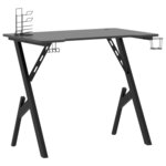 Bureau table poste de travail meuble d'ordinateur informatique étude de jeu avec pieds en forme de Y 90 x 60 x 75 cm noir 02_0023772