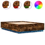 vidaXL Cadre de lit avec LED sans matelas chêne fumé 160x200 cm