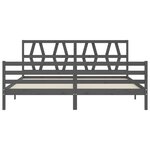 vidaXL Cadre de lit avec tête de lit gris 200x200 cm bois massif