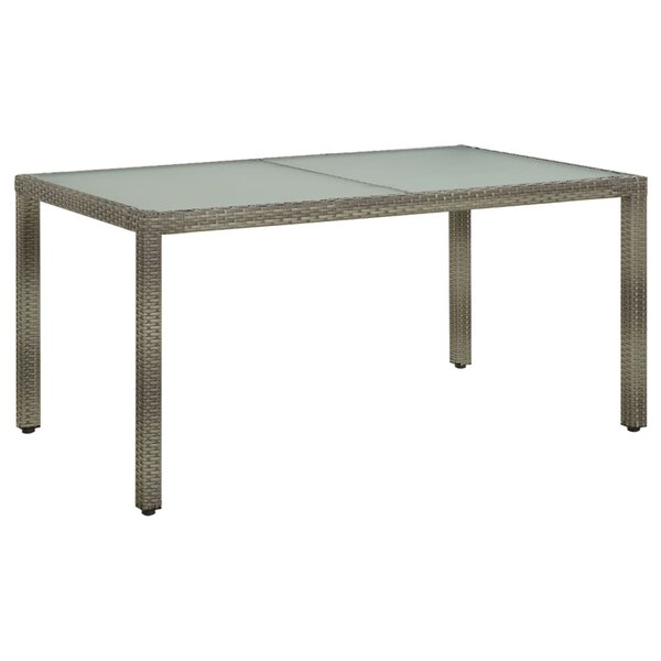 vidaXL Table de jardin 150x90x75 cm Verre trempé et poly rotin Gris