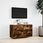 vidaXL Meuble TV mural avec lumières LED chêne fumé 80x31x45 cm