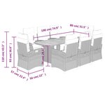 vidaXL Ensemble à manger de jardin 9Pièces coussins noir résine tressée
