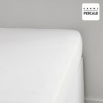 Drap housse - 140 x 200+30 cm - 100  Percale de coton uni - Craie