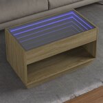 vidaXL Table basse avec LED infini chêne sonoma 90x50x50 cm