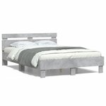 vidaXL Cadre de lit avec LED sans matelas gris béton 120x190 cm