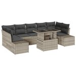 vidaXL Ensemble de canapés de jardin 8 pièces avec coussins gris clair en poly rotin