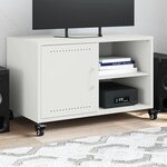 vidaXL Meuble TV blanc 68x39x43 5 cm acier laminé à froid