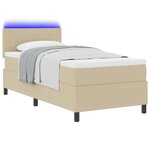 vidaXL Lit Sommier avec Matelas & Lumière LED Beige 80x200 cm Tissu Côtelé
