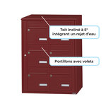 Bloc collectif Leabox 2x3  grade 3  simple face  extérieur  fixation murale  rouge brun ral 3011 finition brillante