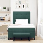 vidaXL Lit à Sommier avec Matelas & Banc Vert Foncé 120x200 cm Velours