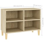 vidaXL Meuble TV avec pieds en bois massif Chêne sonoma 69 5x30x50 cm