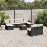 vidaXL Salon de jardin 10 Pièces avec coussins noir résine tressée