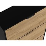 Meuble à chaussure 3 portes décor chêne et noir 75 x 25 x 128 cm