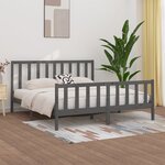 vidaXL Cadre de lit Gris Bois massif 200x200 cm