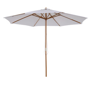 Parasol droit en bois polyester haute densité protection solaire Ø 3 x 2 5 m crème