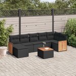 vidaXL Salon de jardin 8 Pièces avec coussins noir résine tressée