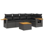 vidaXL Salon de jardin 6 Pièces avec coussins noir résine tressée