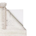 Tapis de couloir en laine blanc cassé à franges marron glacé - 80 x 230 cm