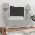 vidaXL Ensemble de meubles TV 6 Pièces Gris béton Bois d'ingénierie