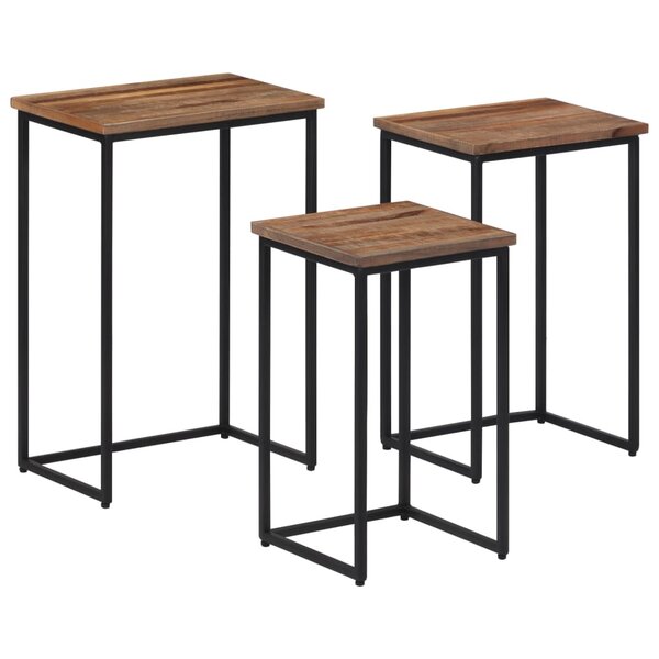 vidaXL Tables basses gigognes 3 Pièces bois massif de teck