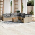vidaXL Salon de jardin 11 Pièces avec coussins beige résine tressée