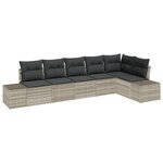 vidaXL Ensemble de canapé de jardin de 6 pièces avec coussins Gris clair Poly Rattan