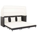 vidaXL Canapé-lit extensible 3 places avec toit Résine tressée Noir