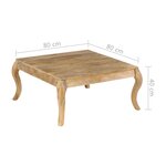 vidaXL Table basse 80x80x40 cm Bois de manguier massif