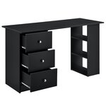 Bureau table poste de travail informatique avec 3 tiroirs bois mélaminé 120 cm noir 03_0004713
