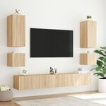 vidaXL Meuble TV mural avec lumières LED chêne sonoma 40 5x35x40 cm