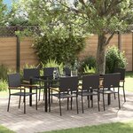 Ensemble salle à manger jardin 9 pièces vidaXL Noir Poly Rotin