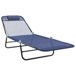 vidaXL Chaise longue pliante avec appui-tête bleu marine en textilène