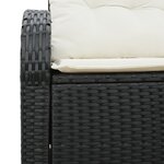 Canapé de jardin 2 places avec coussins noir en poly rattan