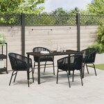 vidaXL Ensemble de jardin 5 pièces Noir Poly Rattan