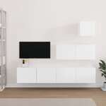 vidaXL Ensemble de meubles TV 4 Pièces Blanc Bois d'ingénierie