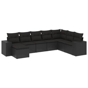 vidaXL Salon de jardin 8 Pièces avec coussins noir résine tressée