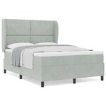 Lit Box Spring vidaXL avec Matelas Gris Clair 160x200 cm Velours
